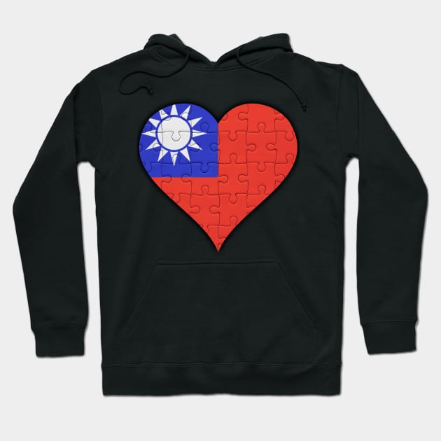 Taiwanese Jigsaw Puzzle Heart Design - Gift for Taiwanese With Taiwan Roots Hoodie by Country Flags